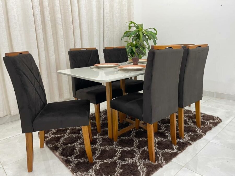 Mesa de Jantar Itália 1.60×0.80 Com 6 Cadeiras
