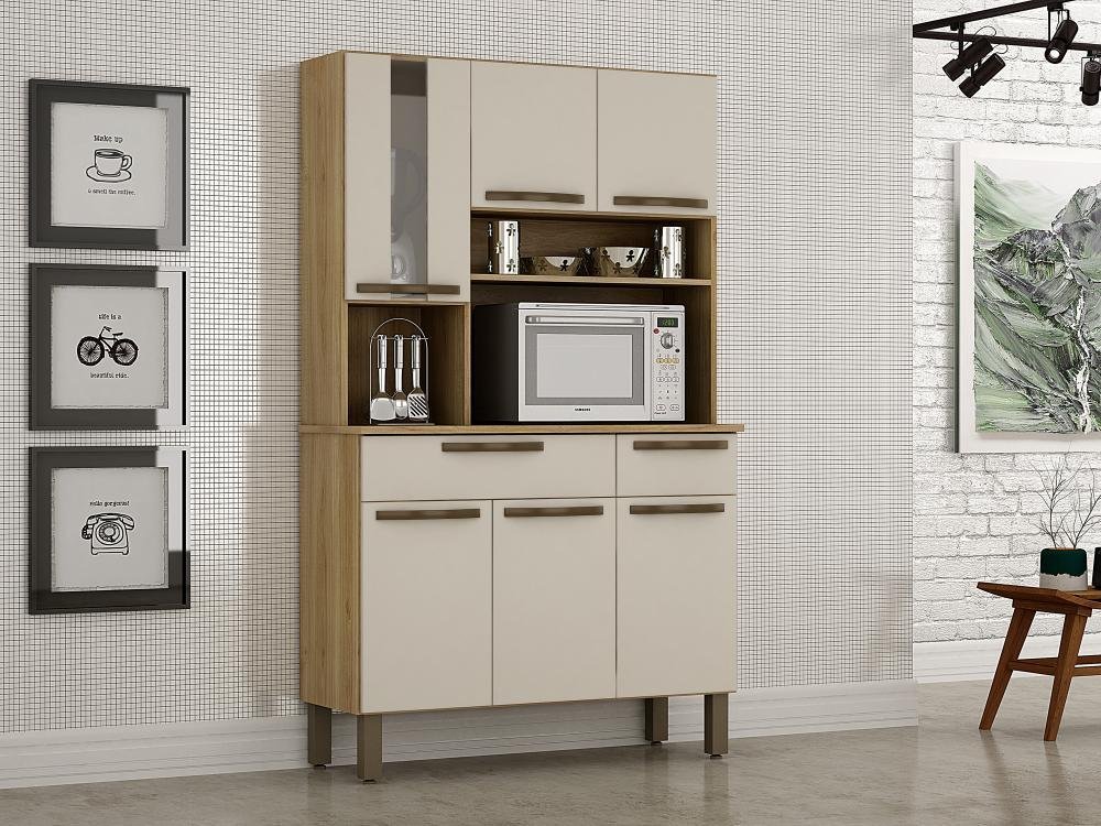 Kit Cozinha Turim 6P2G Carvalho.Off White Salleto