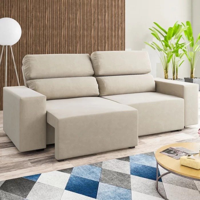 Estofado Retrátil Reclinável Caique 200, Tecido, Veludo - Imagem 2