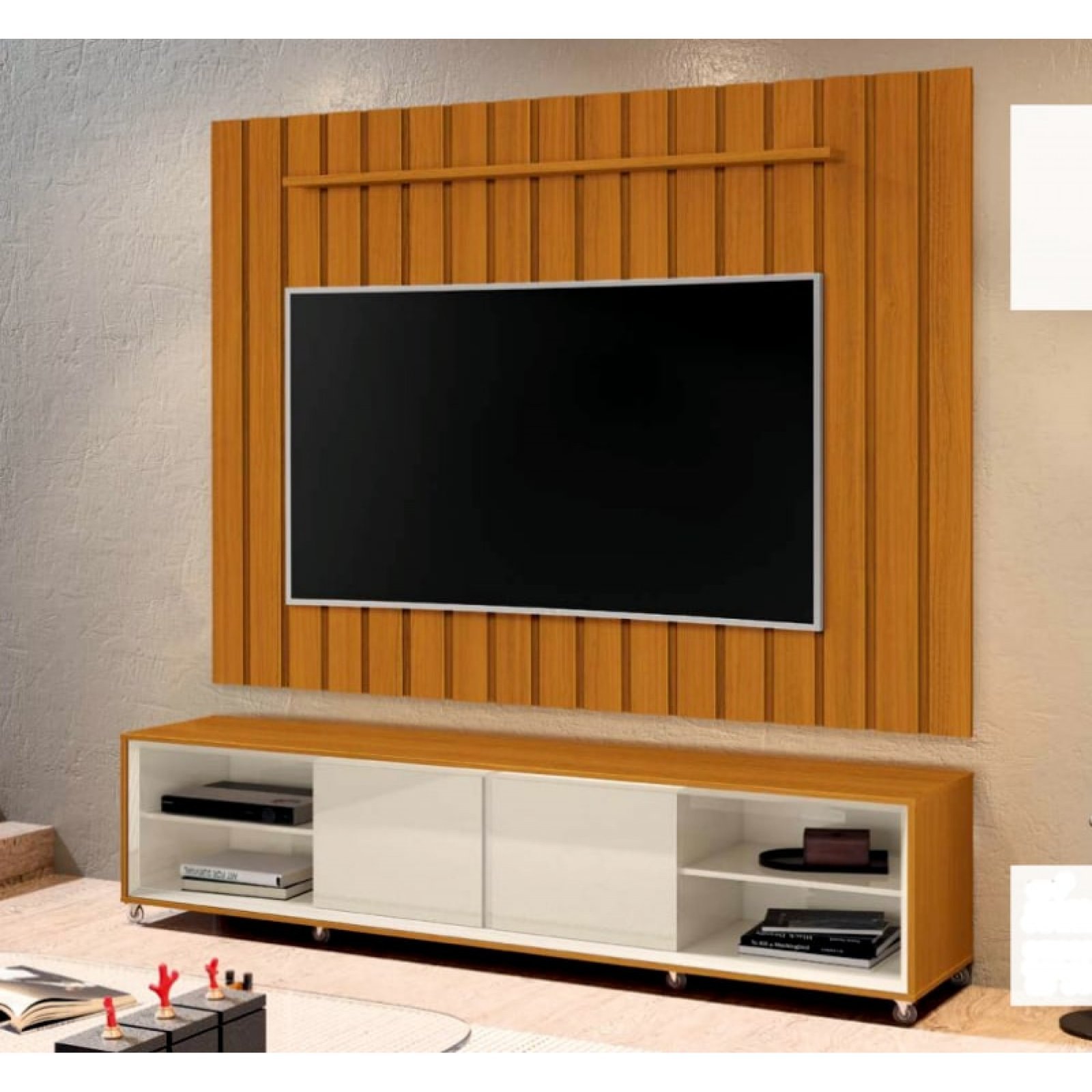 Rack Thor com Painel Brise 180cm - Cedro / Off White