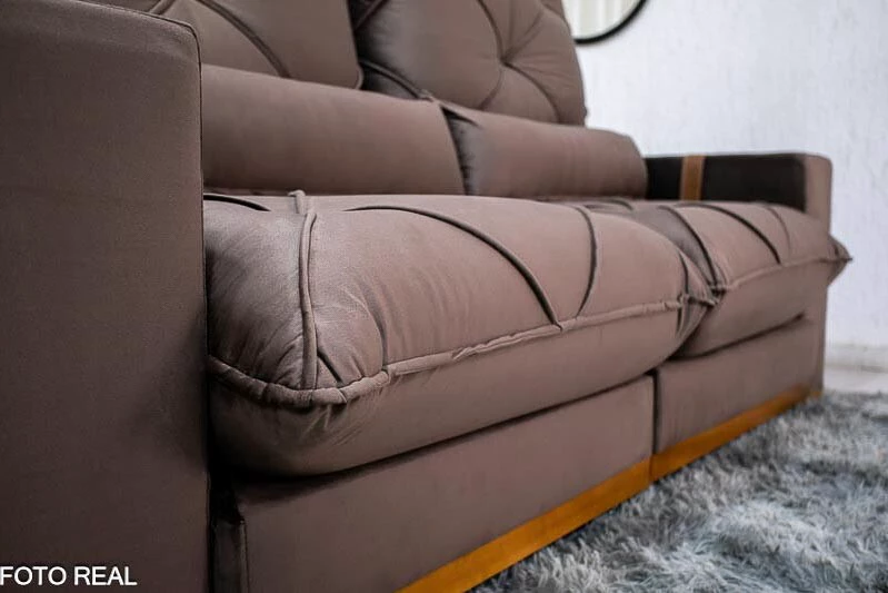 Sofá Retrátil e Reclinável Mônaco 2,50 m Veludo marrom - Imagem 2