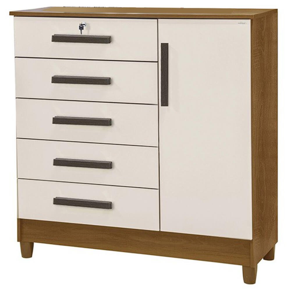 Cômoda Vitória c/ 4 Gavetas e 1 Porta e Chave - Imagem 4