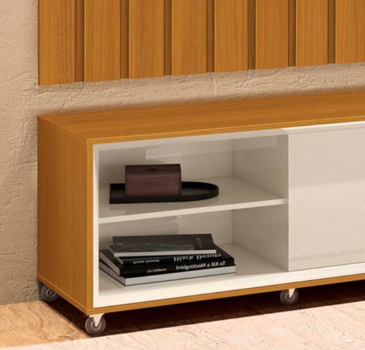 Rack Thor com Painel Brise 180cm - Cedro / Off White - Imagem 2