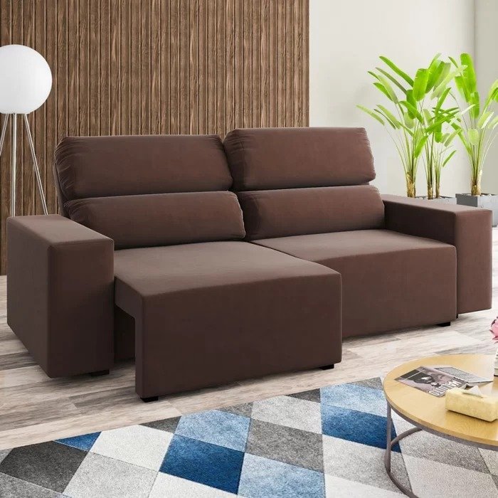 Estofado Retrátil Reclinável Caique 200, Tecido, Veludo - Imagem 4