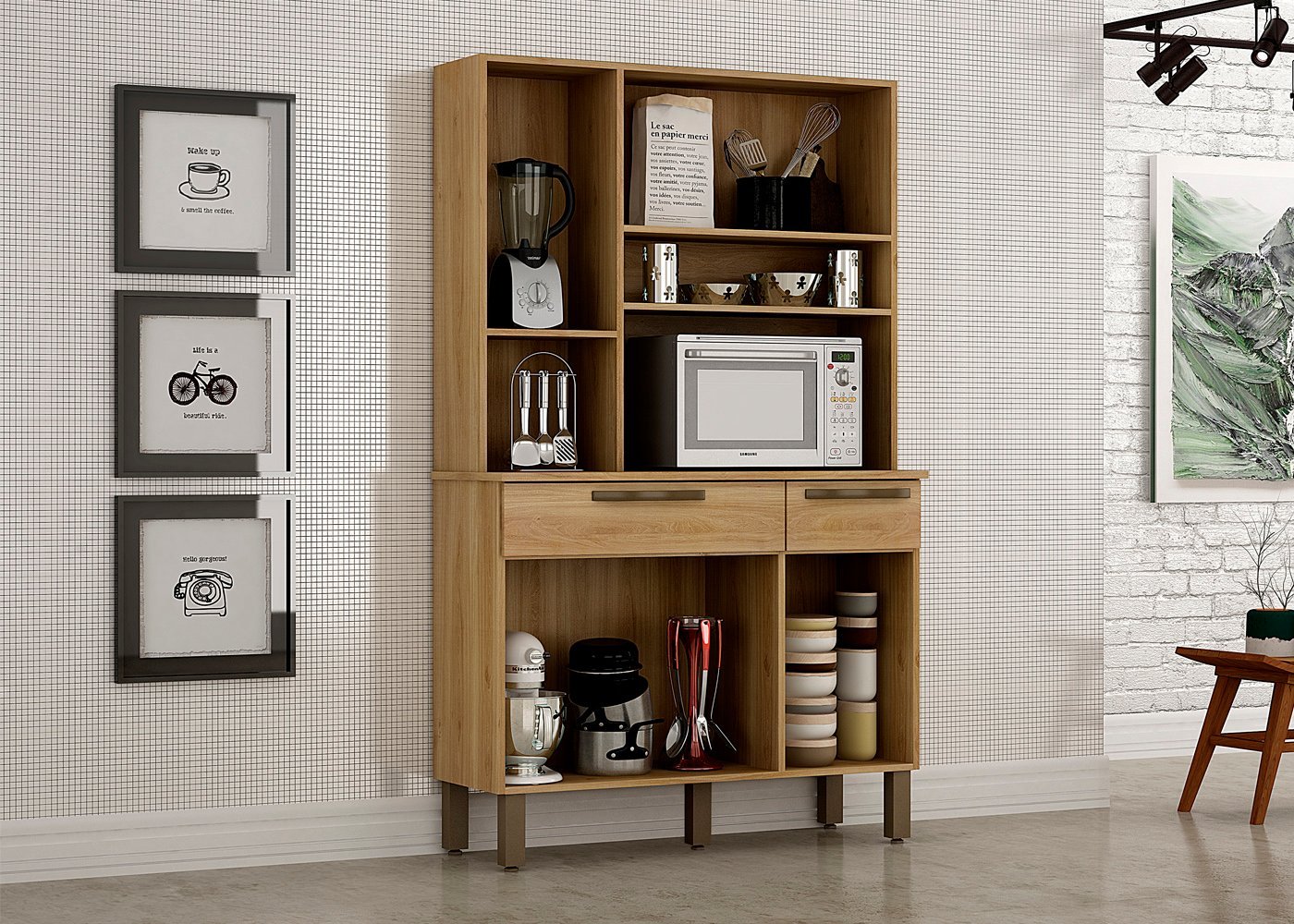 Kit Cozinha Turim 6P2G Carvalho.Off White Salleto - Imagem 2