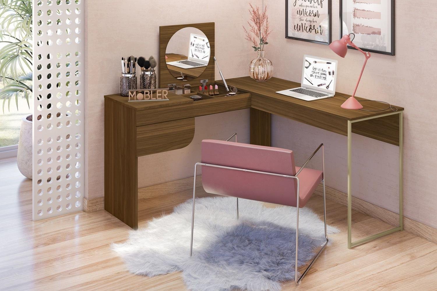 Escrivaninha de Canto com Penteadeira Luna - Imagem 2