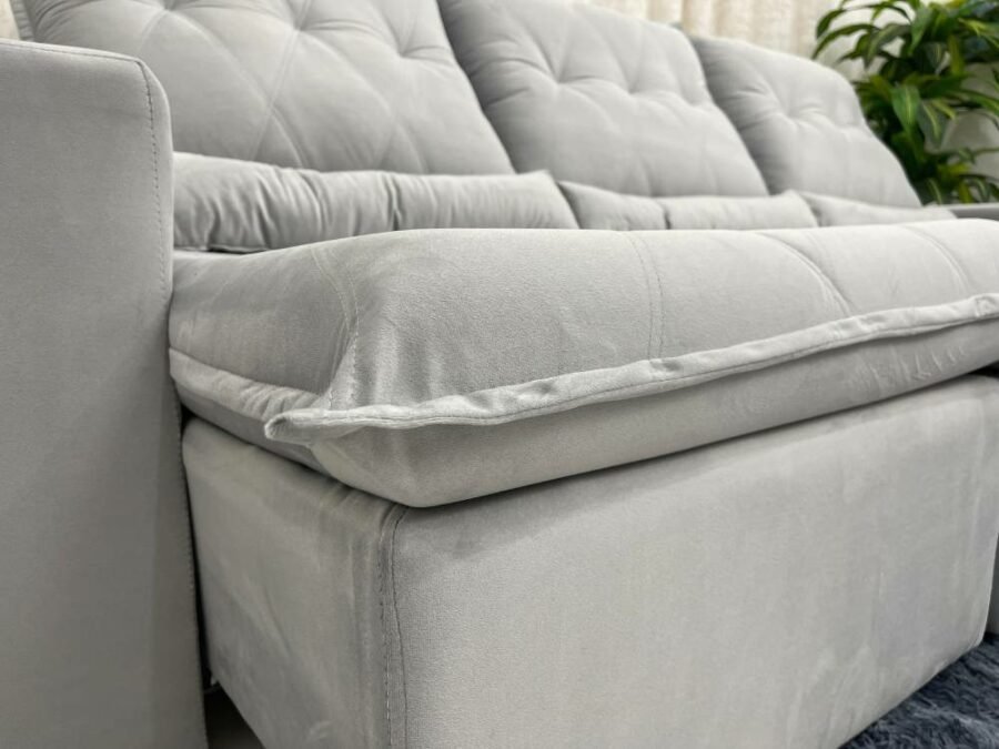 Sofá Retrátil Reclinável Las Vegas 2.70m – Prata Veludão - Imagem 3