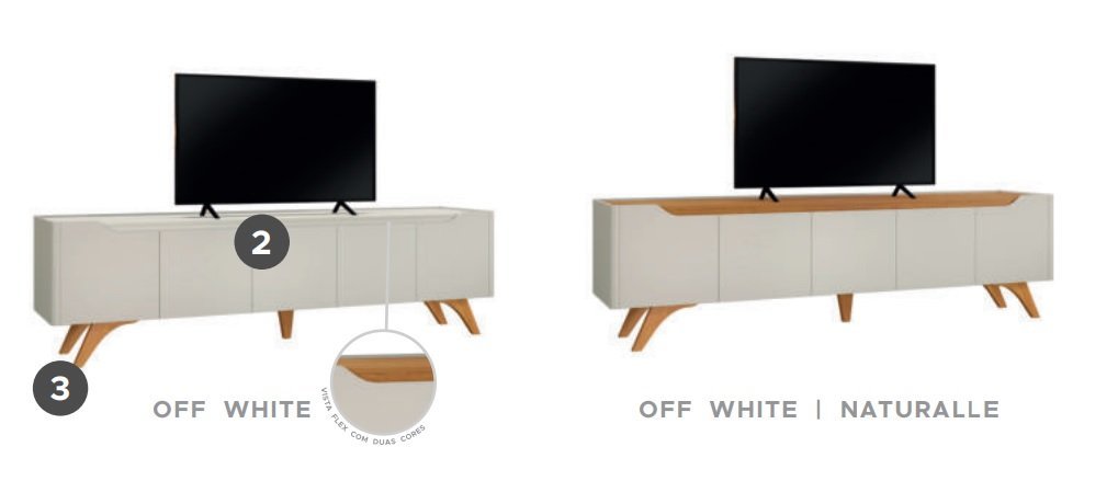 Painel + Rack até 65″ Atenas Off White/Naturale – MAVAULAR - Imagem 4