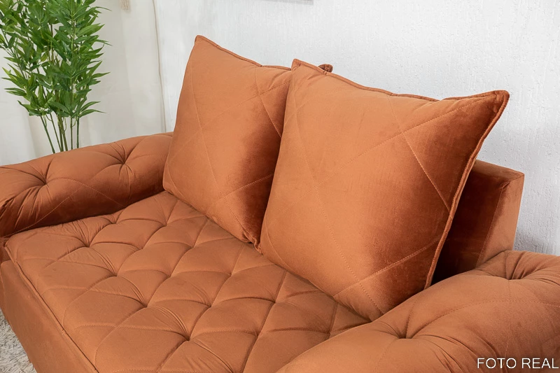 Sofá 2 lugares Bélgica 1.60m Veludo Terracota - Imagem 2