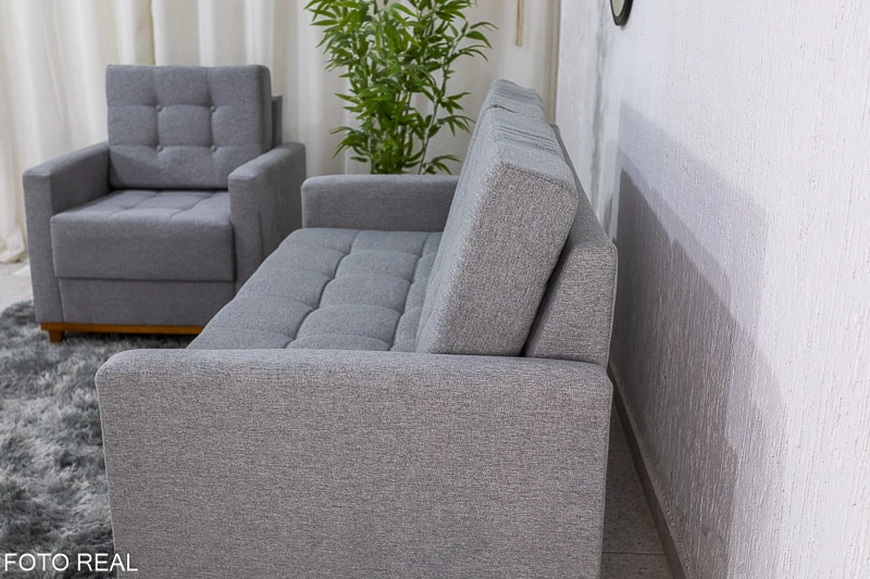 Sofá 3 e 2 lugares 8100 Linho Cinza 27 - Imagem 2