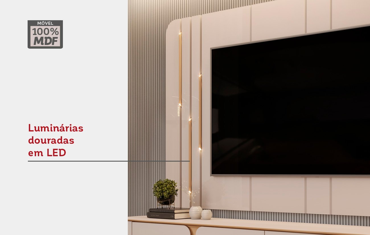 Bancada com Painel Celine, Côr Off White 2,41cm - Imagem 3