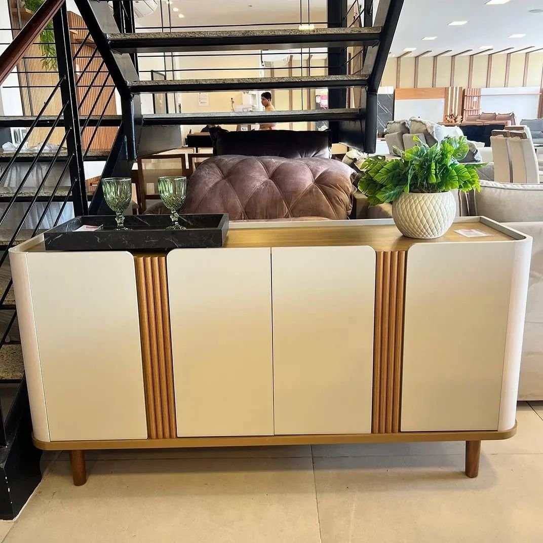 Buffet para Sala de Jantar 4 Portas Eva Off White/Nature