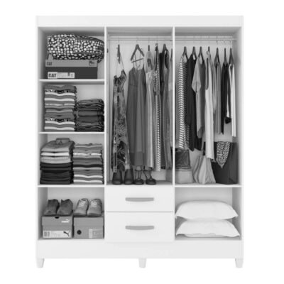 Guarda Roupa Fortaleza 6 Portas 2 Gavetas Casal Atualle Canelato Rústico Natura Off White - Imagem 2