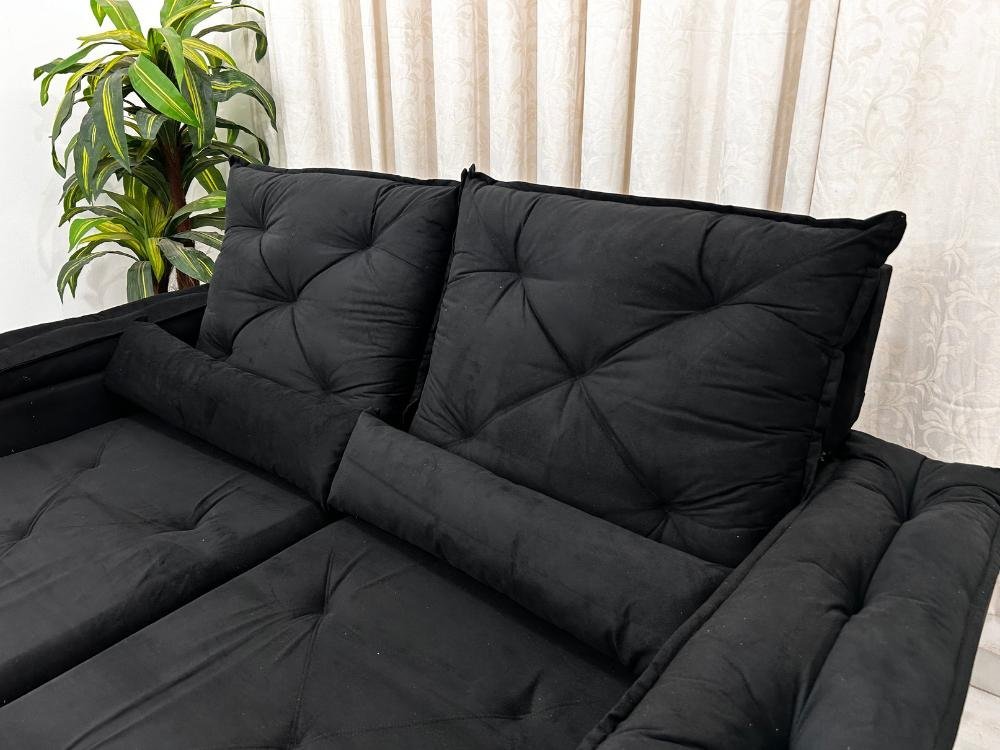 Sofá Retrátil Reclinável New Grécia 1.96m – Preto Veludinho - Imagem 2