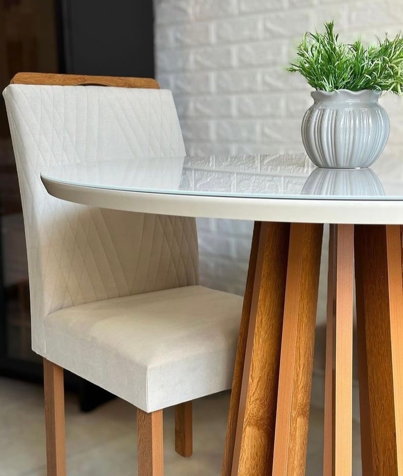 Mesa Redonda Berlim 100 Cinamono/Off White com 4 Cadeiras - Imagem 2