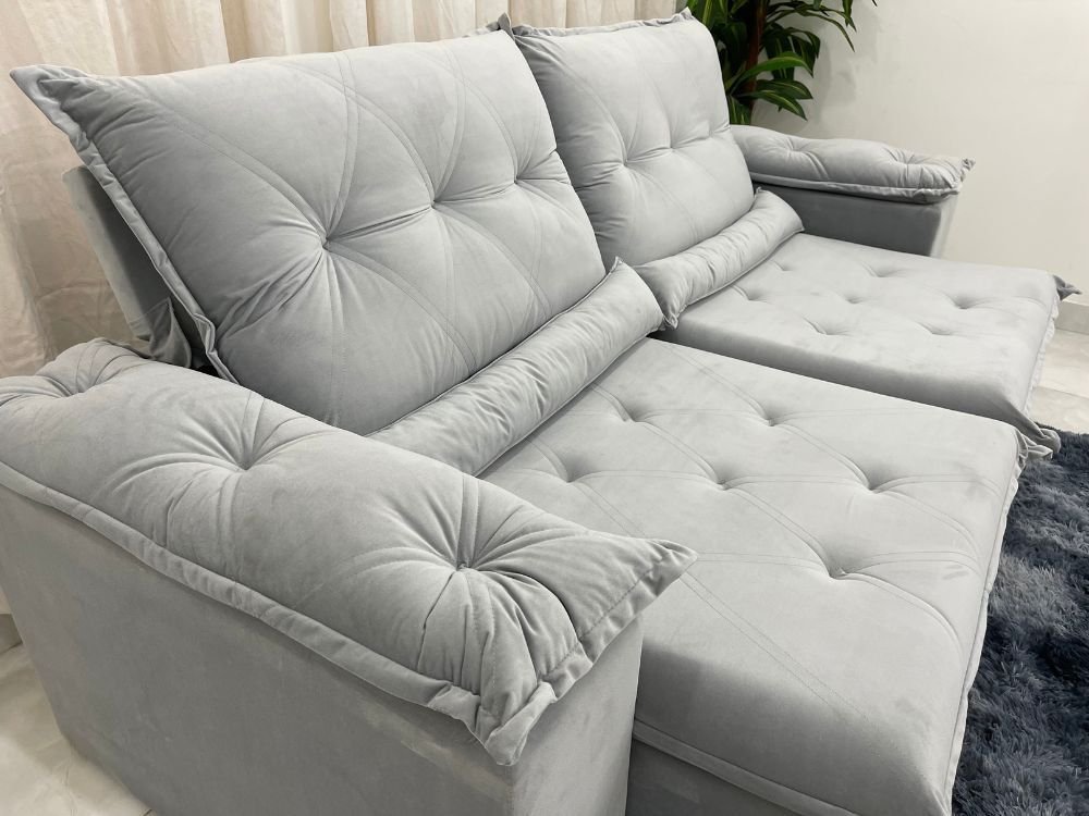 IMPERIO ESTOFADOS – SOFA RETRATIL LAS VEGAS 2,30 PRATA - Imagem 2
