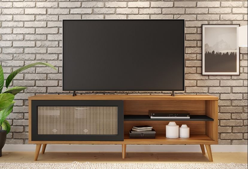 Rack para TV até 60 Polegadas 1 Porta NT 1175 Notável Móveis Freijó Trend/preto