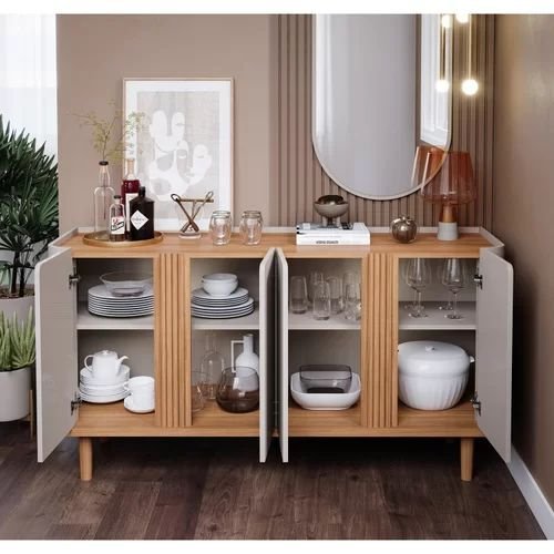 Buffet para Sala de Jantar 4 Portas Eva Off White/Nature - Imagem 2