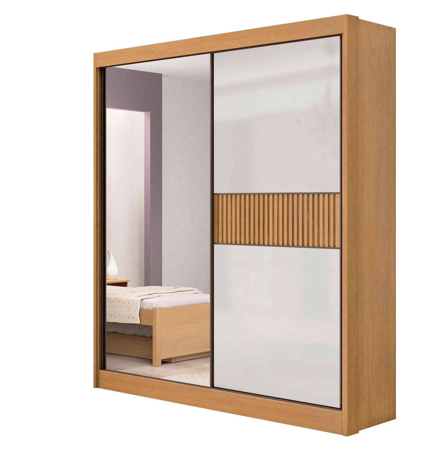 Roupeiro Atenas 2P com Esp BRANCO Ripado D Doro