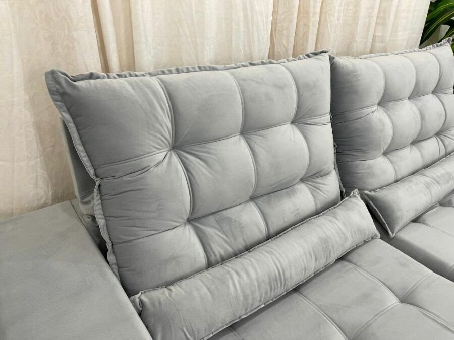Sofá Retrátil Reclinável Small 2.30m – Prata Veludão - Imagem 2