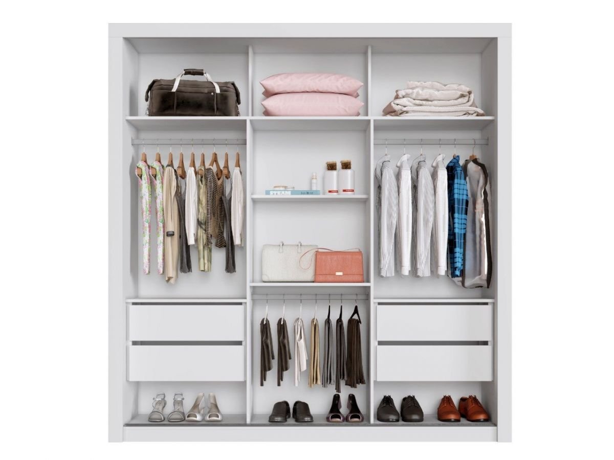 Guarda-Roupa Panamá 3 portas de correr flex com 3 espelhos – Branco - Imagem 2