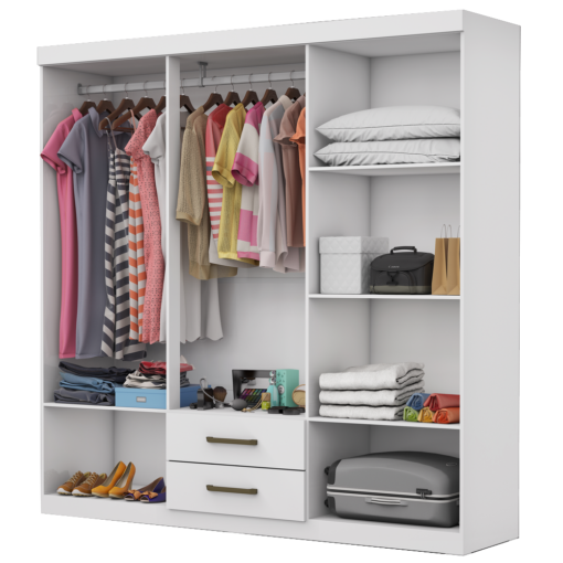Guarda-Roupa 6 Portas(Com Espelho) + Cômoda 10 Gavetas branca - Imagem 2