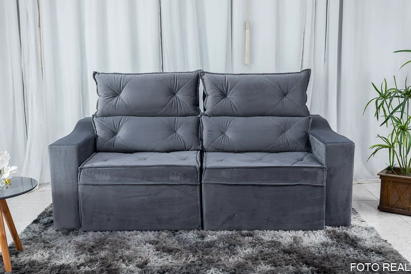 Sofá Retrátil e Reclinável 3 Lugares Moscou 2.00m Veluso Grafite