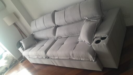 Sofá Retrátil e Reclinável Zeus/Afrodite Linho Cinza - Imagem 2