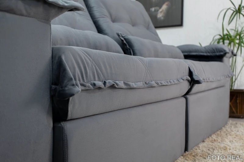 Sofá Retrátil Reclinável Califórnia 2.50m Veludo Cinza - Imagem 2